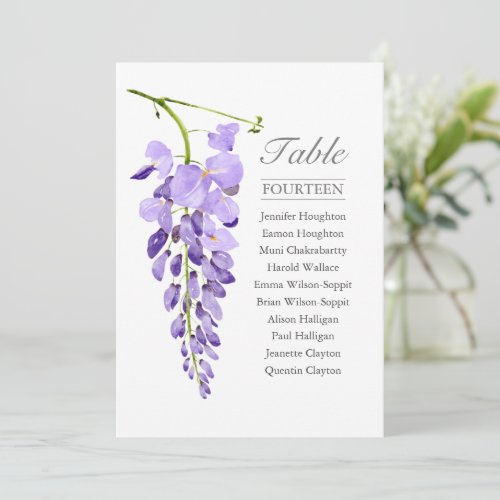 Purple Wisteria Single Wedding Table Seating Chart Invitation