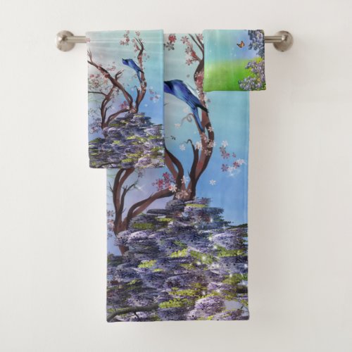 Purple Wisteria Springtime Bathroom Towel Set