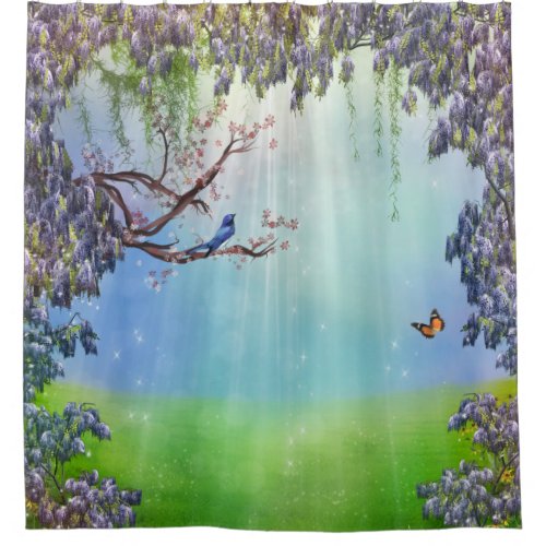 Purple Wisteria Springtime Shower Curtain