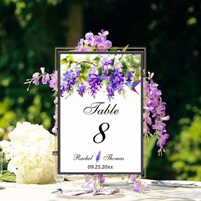 Purple Wisteria Themed Wedding Table Number (Creator Uploaded)
