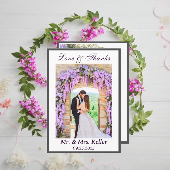 Purple Wisteria Themed Wedding Thank You Card (Creator Uploaded)