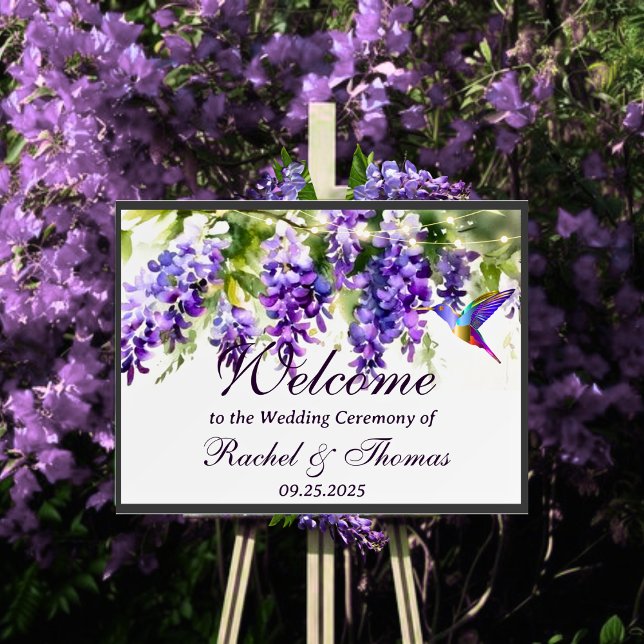 Purple Wisteria Themed Wedding Welcome Sign (Creator Uploaded)