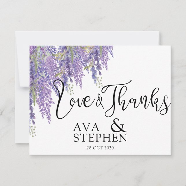 Purple Wisteria tree Wedding Thank you Card (Front)