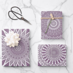 Purple Wisteria Tristyns Mandala Wrapping Paper Sheets