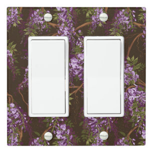 Purple Wisteria Vine on Dark Brown Light Switch Cover