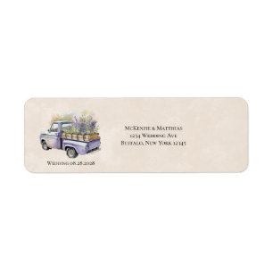 Purple Wisteria Vintage Truck Wedding Address Label