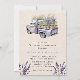 Purple Wisteria Vintage Truck Wedding Celebration Invitation