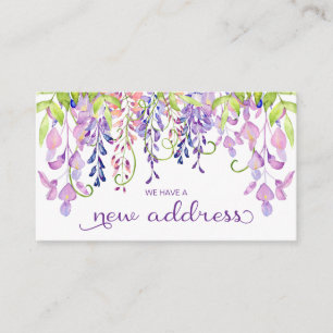 Purple Wisteria Watercolor Floral New Address Enclosure Card