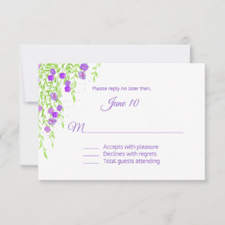 Purple Wisteria Wedding RSVP Card