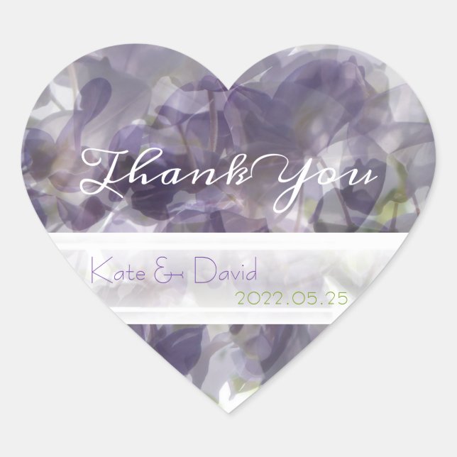 ©Purple Wisteria Whisper/Wedding Favor Thank You Heart Sticker (Front)