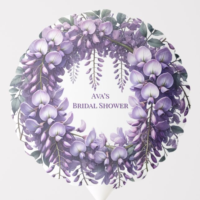 Purple Wisteria Wreath Bridal Shower Balloon (Front)