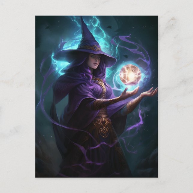 Purple Witch Fantasy Art Postcard (Front)
