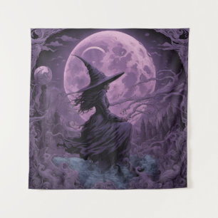 Purple Witch Halloween Tapestry