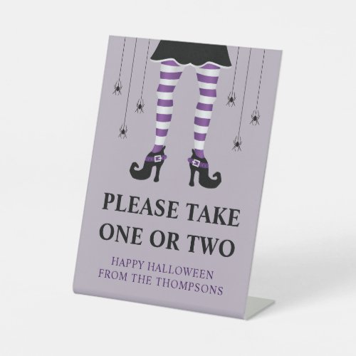 Purple Witch Legs Halloween Trick Or Treaters Note Pedestal Sign