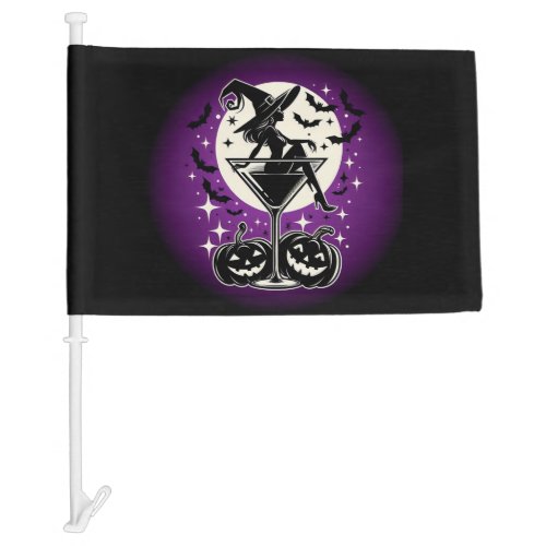 Purple Witch Martini Car Flag