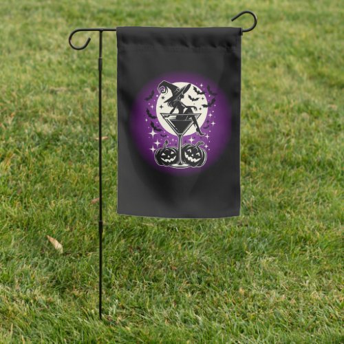 Purple Witch Martini Garden Flag