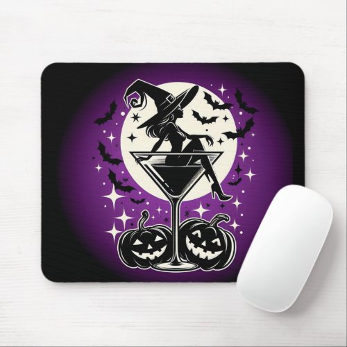 Purple Witch Martini Mouse Pad