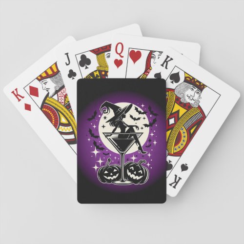 Purple Witch Martini Poker Cards