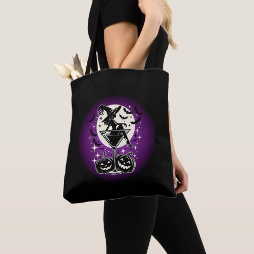 Purple Witch Martini Tote Bag
