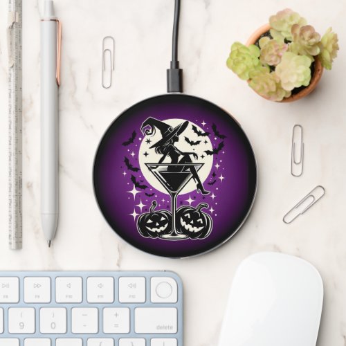Purple Witch Martini Wireless Charger