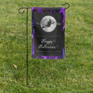 Purple Witch Silhouette Halloween Garden Flag