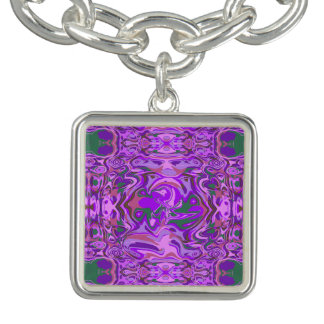 Purple With A Touch of Green Abstract Pattern Bracelet