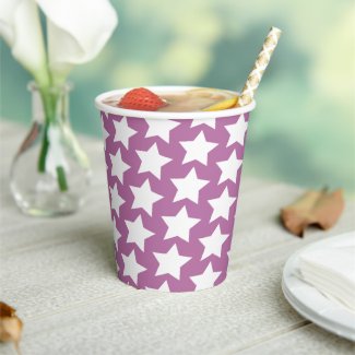 Purple with a White Stars Pattern Paper Cups
