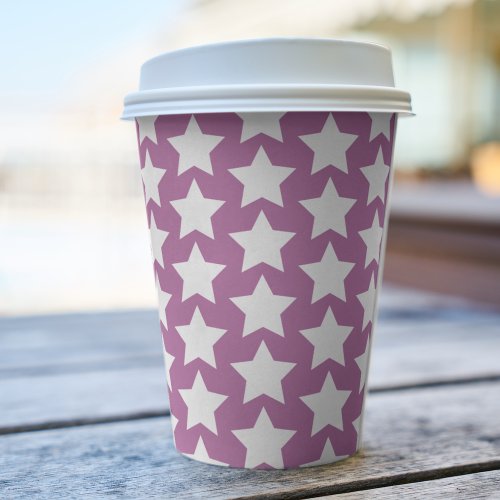 Purple with a White Stars Pattern Paper Cups