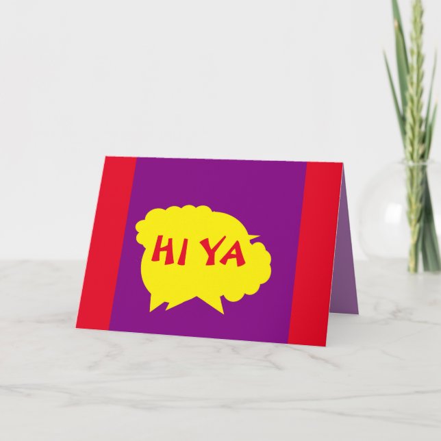 Purple with a yellow splash design border red card (Front)