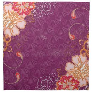 Purple with Big Flowers Cloth Napkins