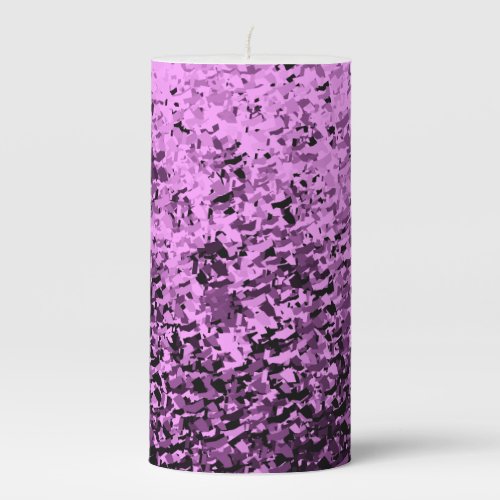 Purple With Black Abstract Pattern Pillar Candle