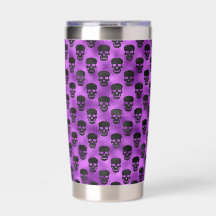 PURPLE WITH BLACK HALLOWEEN SKULLS