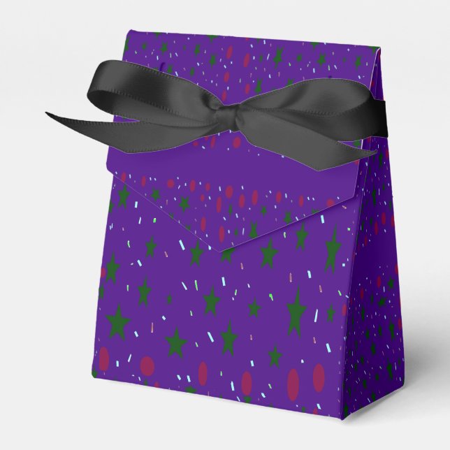 Purple with dark red green patterns pretty favor boxes (Front Side)