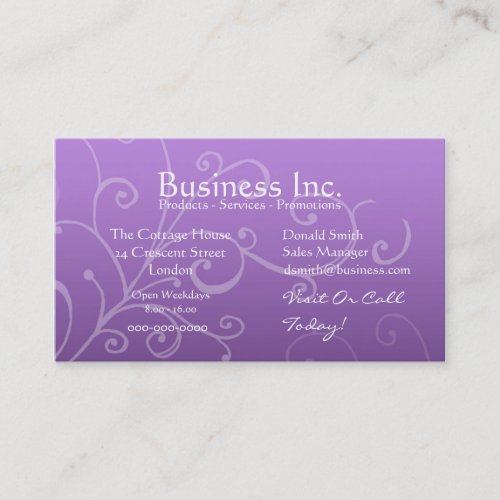 Purple with Decorative Swirl Business Card