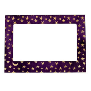 PURPLE WITH GOLD STARS AND MOONS MAGNETIC FRAME