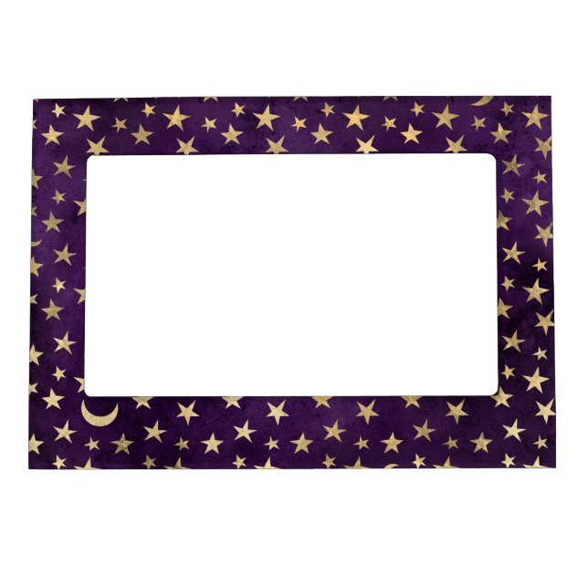 PURPLE WITH GOLD STARS AND MOONS MAGNETIC FRAME (Front)