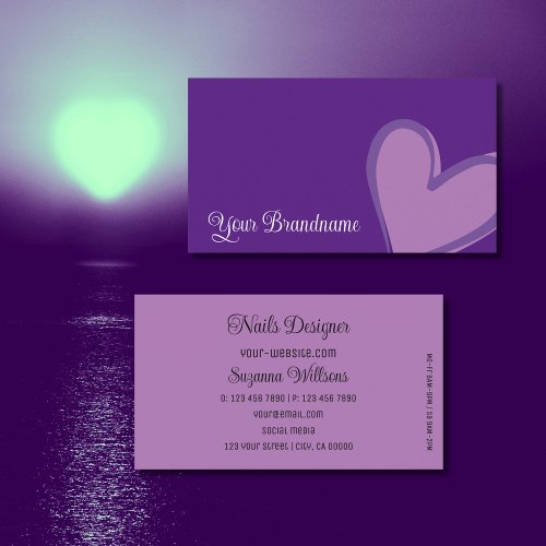 Purple with Gorgeous Lilac Heart Cute and Simply Business Card