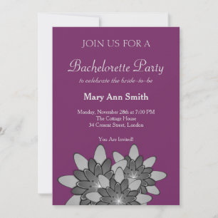Purple with Gray Floral Lotus Invitation