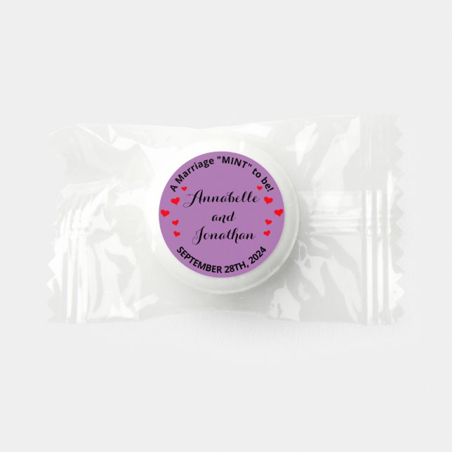 Purple with Hearts A marriage MINT to be Life Saver® Mints (Front)