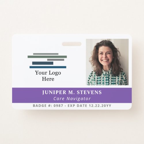 Purple with Logo  Photo Employee ID Badge