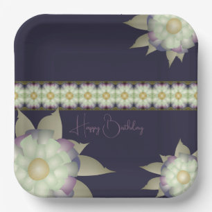 Purple With Mauve And Teal Paper Plates