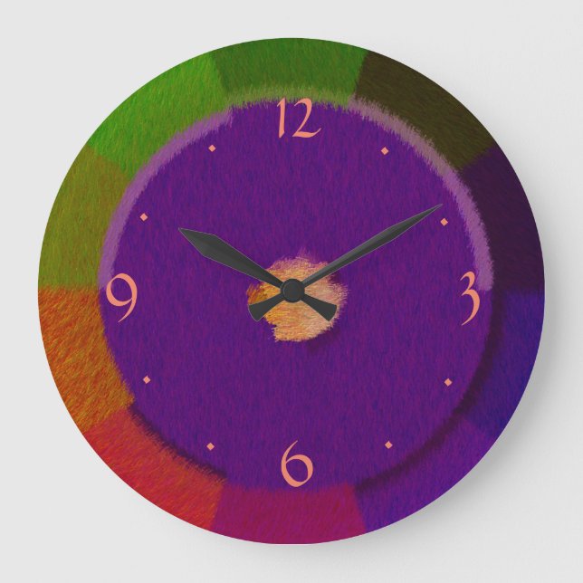 Purple with multicolored Border > Wall Clock (Front)