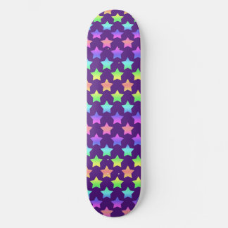 Purple with Pastel Ombre Stars Skateboard