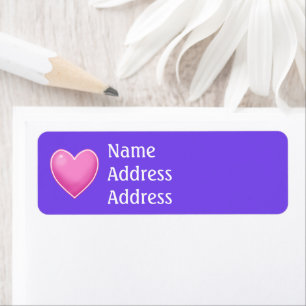 Purple with Pink Heart Return Address Labels