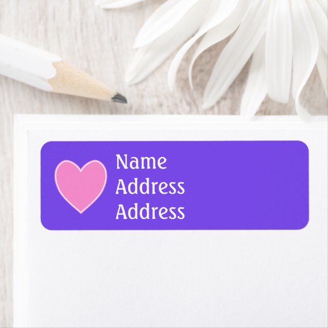 Purple with Pink Heart Return Address Labels (Insitu)