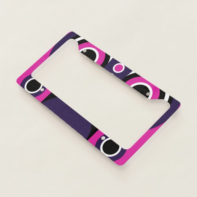 Purple With Pink Tiki License Plate Frame (3/4)