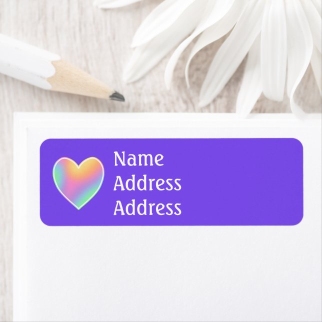 Purple with Rainbow Heart Return Address Labels (Insitu)