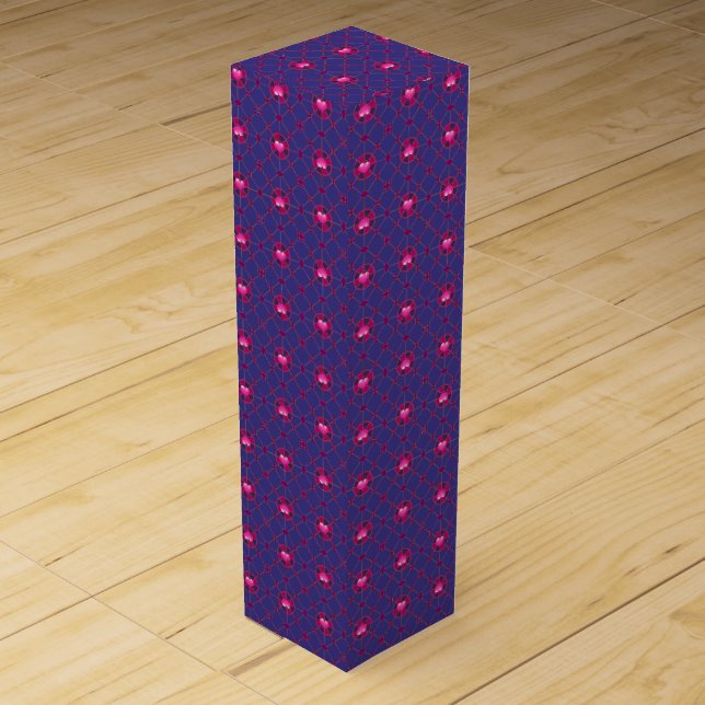 Purple with Red Hearts Pattern Wine Box (Front)