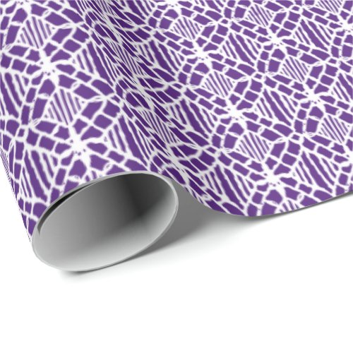 Purple With White Crochet Lace Pattern Wrapping Paper
