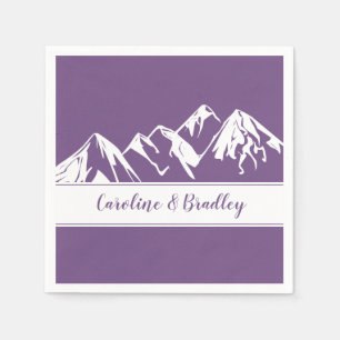 Purple with White Mountain Range Background Napkins